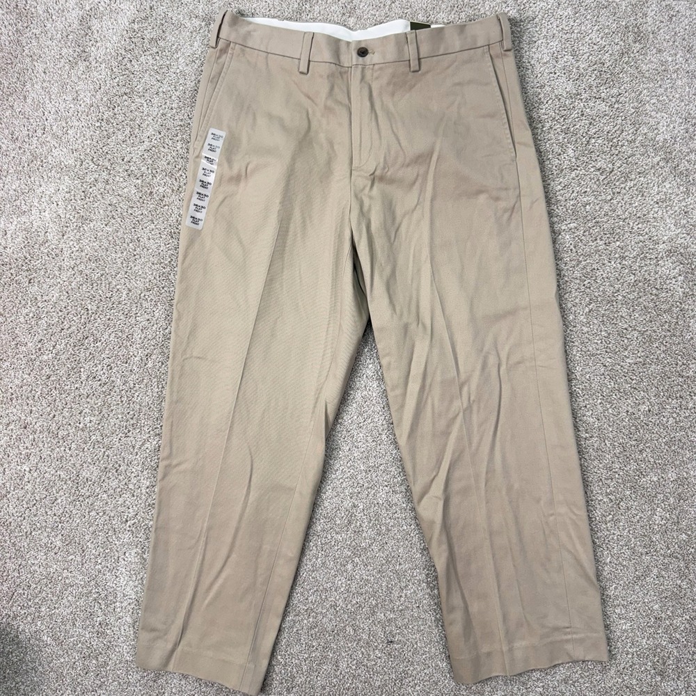 Eddie Bauer Pants Mens 36x30 Performance Flat Front Khaki Tan NEW